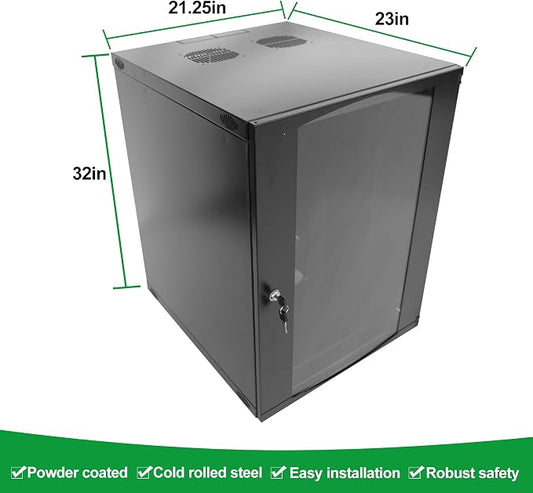 15U Server Cabinet Wall Mount Rack Enclosure - Image 2