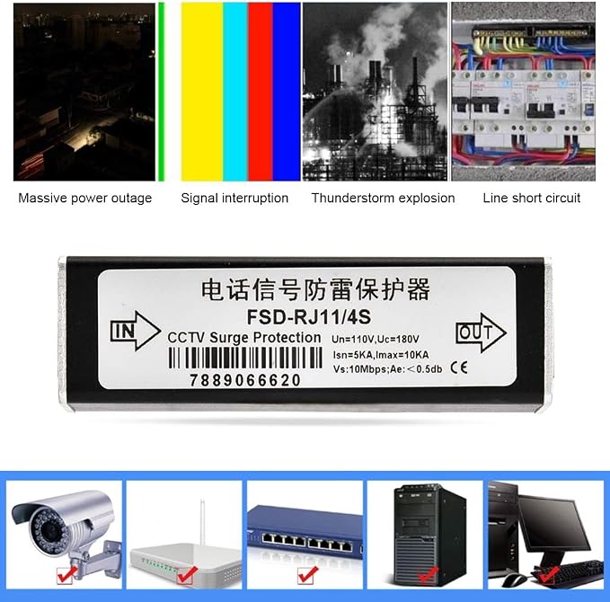 RJ11 Telephone Fax Protector, Lighting Thunder Arrester Device, Audio Telephone - Image 9