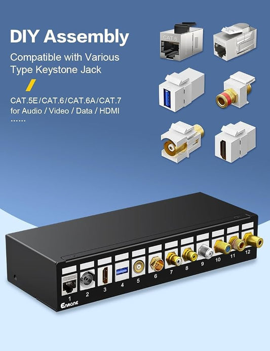 Patch Panel 12 Port Blank Keystone Patch Panel STP&UTP Compatible - Image 2