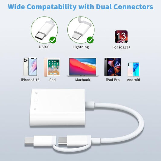 SD Card Reader for iPhone iPad Mac, Lightning & USB-C Dual Interface Memory - Image 2