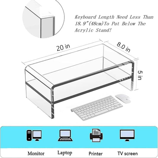 Acrylic Monitor Stand, 2 Tier Computer Monitor Stand Riser,20 inch Acrylic - Image 2