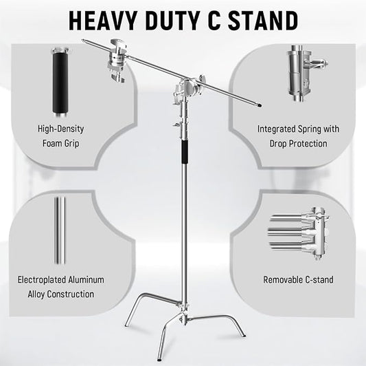 C Stand with Boom Arm Professional Heavy Duty Light Stand with 10.8ft Vertical - Image 2