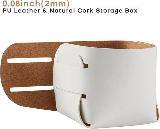 HOMIEAZICOZI 2-Pack Cork Leather Desk Accessories Storage - Image 2