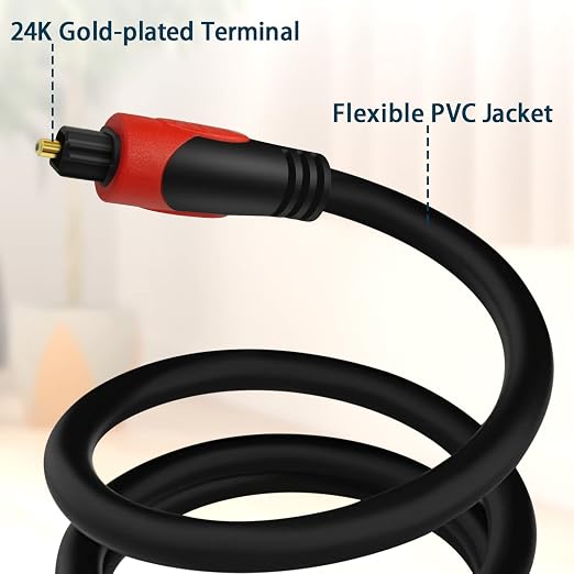 Optical Audio Cable 10 FT, Digital Audio Fiber Optic Cable Toslink, Flexible - Image 2