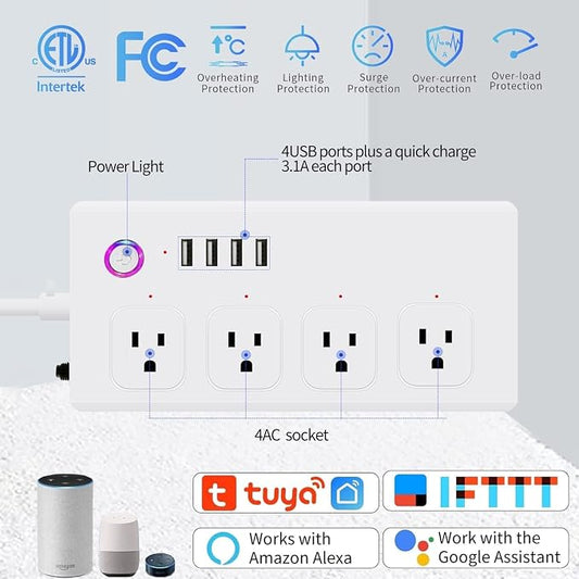 XENON ZigBee Power Strips, Voice/APP/Timer, 4 Individually Controlled Outlets - Image 2