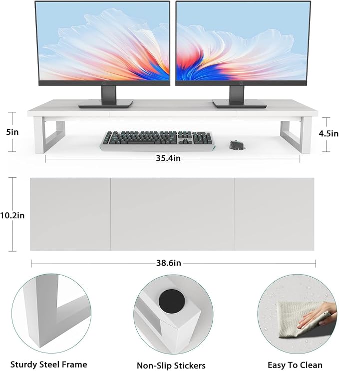 Dual Monitor Stand Riser, 39Inch Large Monitor Stands - Image 7