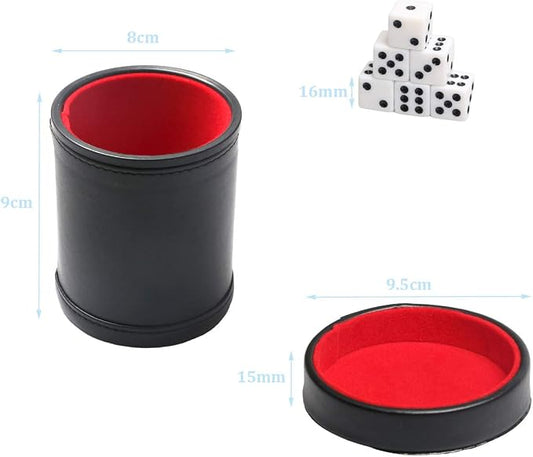 Leatherette Dice Cup with Lid, Includs 16mm Regular Dices - Image 2