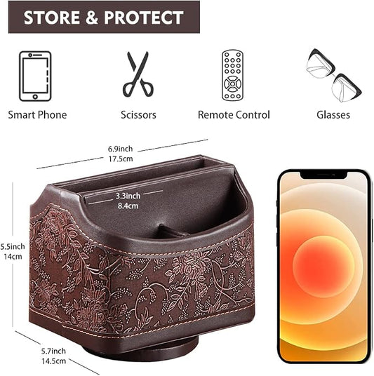 Fanousy 360° Rotating Remote Control Holder, PU Leather TV Remote Caddy - Image 2