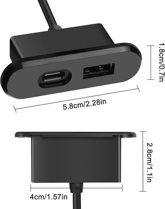 XMSJSIY USB USB C Desk Power Grommet Outlet 5V/2A USB/Type-C Embedded Charging - Image 2