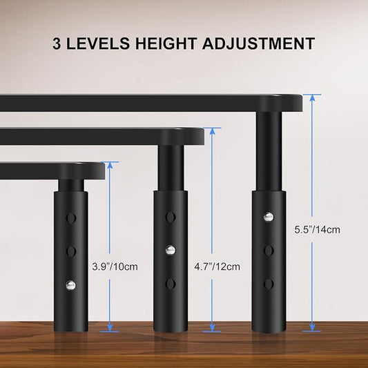Bracwiser Monitor Stand Riser, Metal Computer Stand, 3 Height Adjustable Screen - Image 2