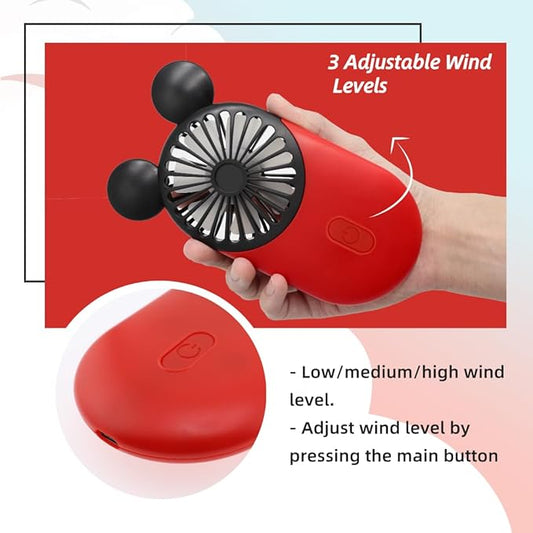 Cute Handheld Mini USB Fan, Rechargeable Portable Fan, 3 Adjustable Speeds and - Image 2