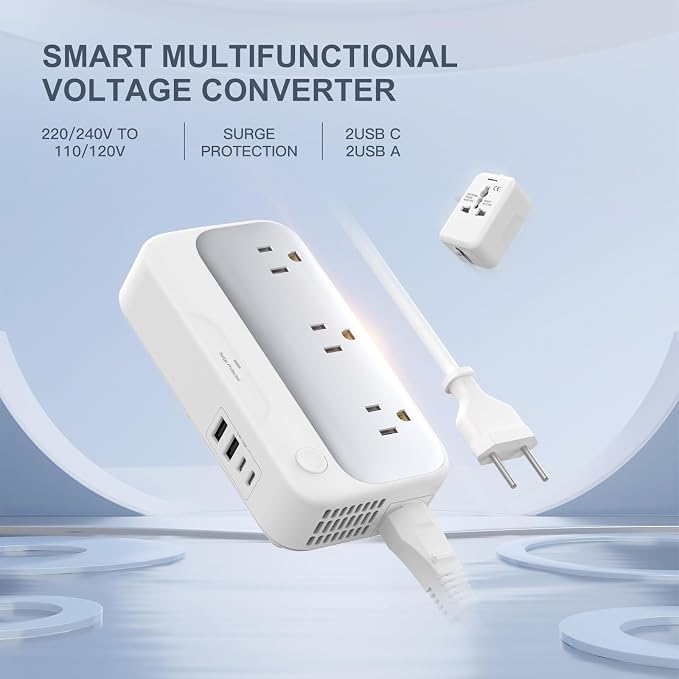 Universal Voltage Converter us to Europe, 220v to 110v Power Travel Converter - Image 9