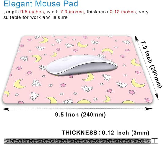 IMAYONDIA Pink Kawaii Mouse Pad, Cute Moon Bunny Small Mouse Mat,Aesthetic - Image 2