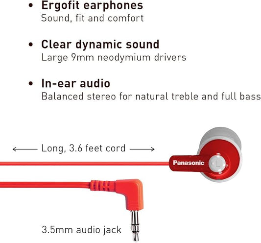 Panasonic ErgoFit Wired Earbuds, 3.5mm Jack In-Ear Headphones Wired - Image 2