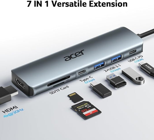Acer USB C Hub, 7 in 1 USB C to Multi-Port Adapter - Image 2