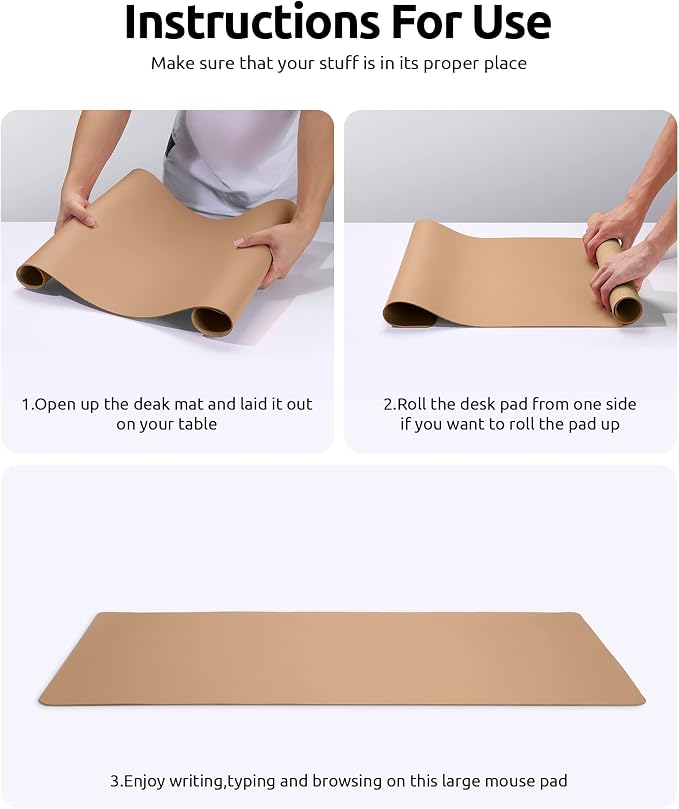 YSAGi Leather Desk Pad Protector, Office Mat, Large Mouse Pad, Non-Slip PU - Image 9