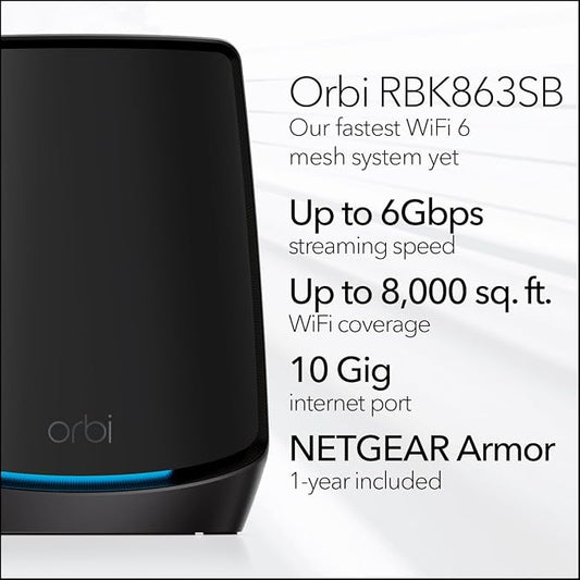 NETGEAR Orbi Tri-Band WiFi 6 Mesh System – Router + 2 Satellite Extenders - Image 2
