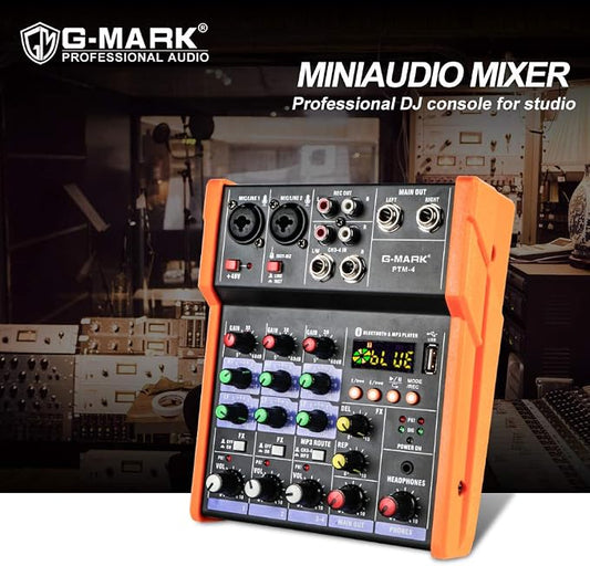G-MARK Analog Mixer Audio 4 Channel DJ Audio Mixer Bluetooth Studio Karaoke - Image 2