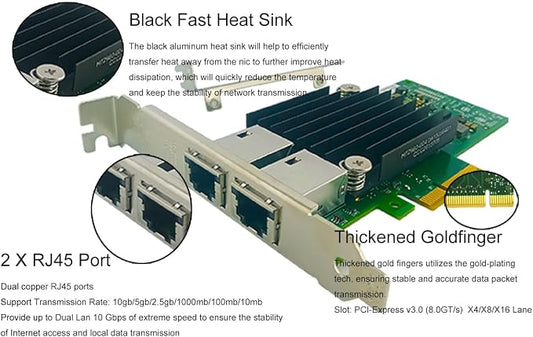 10Gb PCIE x4/x8/x16 Ethernet Network Adapter - Image 2