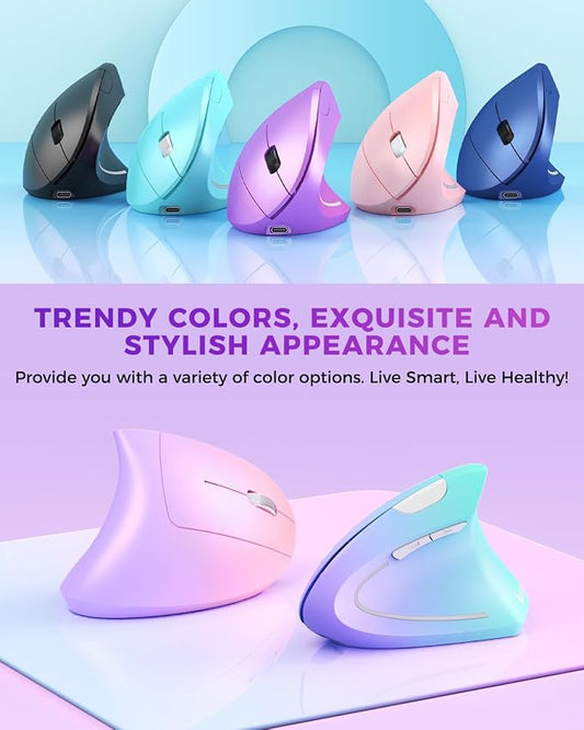 Lekvey Ergonomic Mouse, Wireless Vertical Mouse Rechargeable 2.4 GHz Optical - Image 2