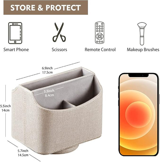 Fanousy 360° Rotating Remote Control Holder, PU Leather TV Remote Caddy - Image 2