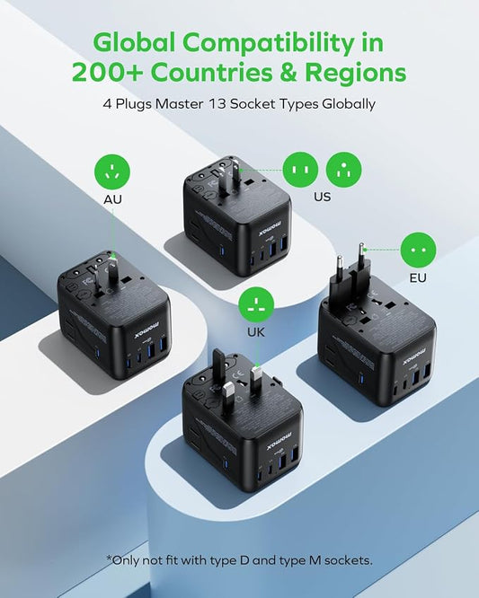 MOMAX Universal Travel Adapter, GaN PD 45W Fast International Power Adapter - Image 2