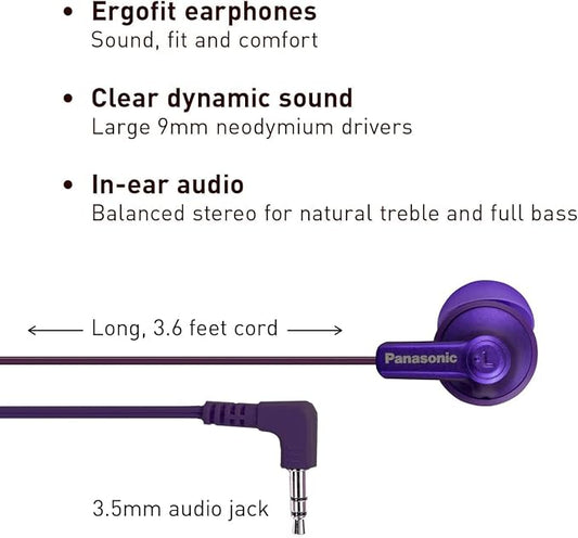 Panasonic ErgoFit Wired Earbuds, 3.5mm Jack in-Ear Headphones - Image 2