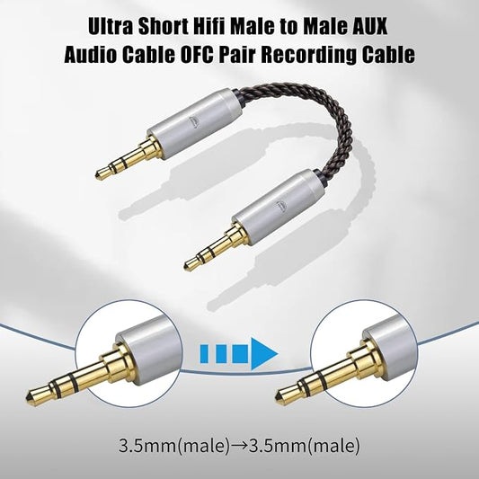 okcsc 3.5MM Male to 3.5MM Male Ultra Short Hifil Male to Male AUX Audio Cable - Image 2