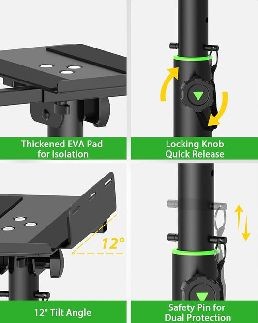 Set of 2 Dual Side Clamping Studio Monitor Stands Desk Clamp Speaker Stands - Image 2
