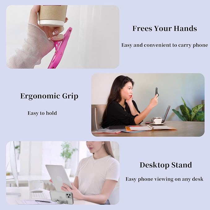 Cell Phone Grips Finger Holder for Back of Phone, Cute Pink Phone Slide Grip - Image 6