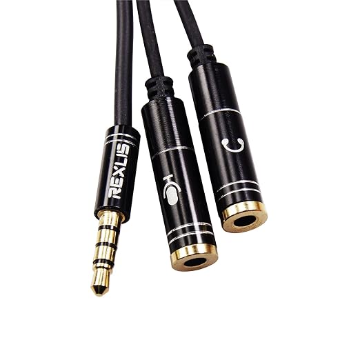 REXUS Black 2-Pack 3.5mm Y Splitter Stereo Audio Cable 4-Pole Male to 2 Female - Image 2