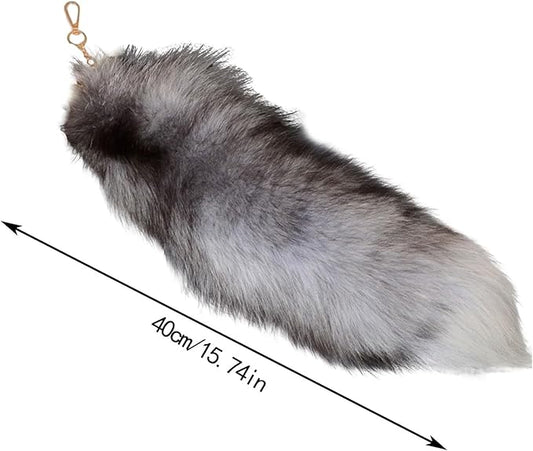 Fox Tail Keychain Long, Fluffy Therian Tail Faux Fur Keyring, Party Costume - Image 2