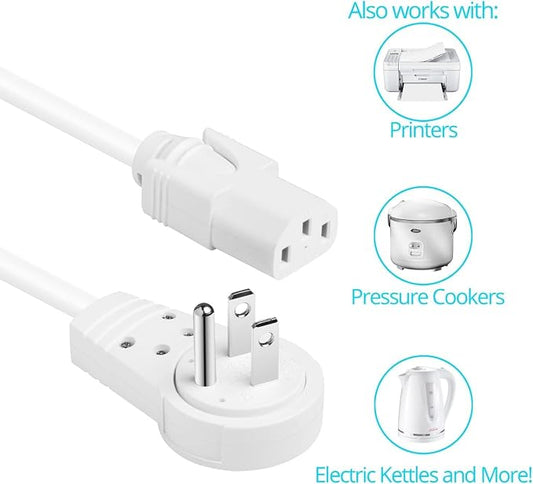 Maximm Monitor Computer Power Cord 3 Ft Flat Plug 360° Rotating PC Cable 3 - Image 2