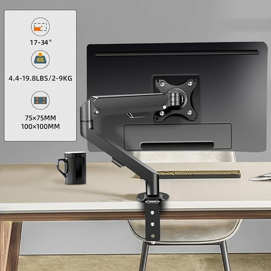 Monitor Arm Desk Mount Single 17-34 inch Portable Adjustable Vesa Stand Gas - Image 2