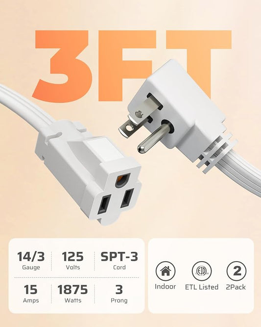 DEWENWILS Heavy Duty 3FT Extension Cord - Image 2