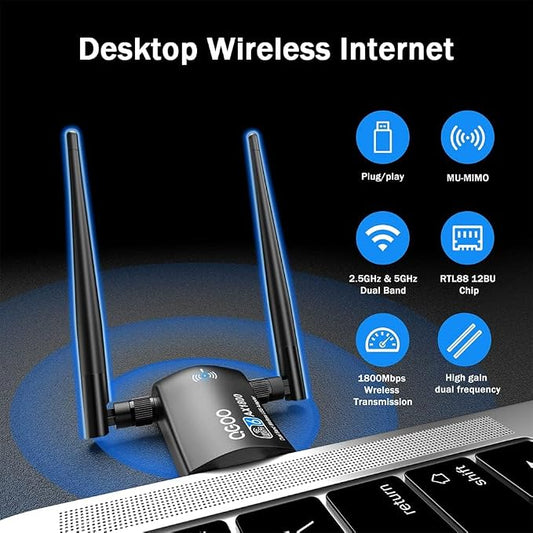 WiFi Adapter for Desktop PC:USB 3.0 AX1800 WiFi 6 Dongle 5Ghz/2.4Ghz Dual Band - Image 2