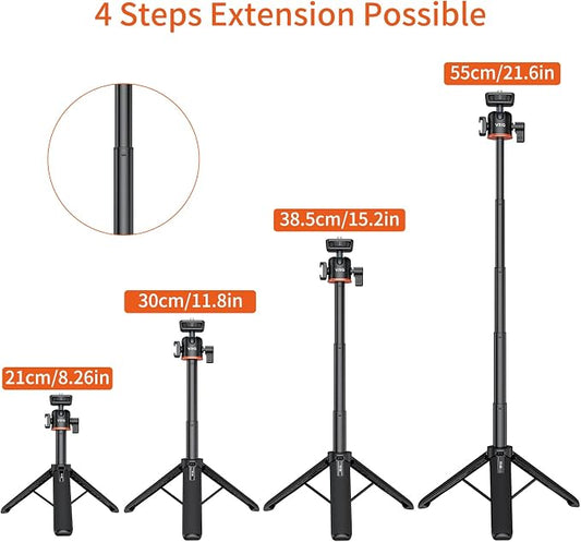 VRIG 21.6" Extension Pole Tripod, Mini Selfie Stick Tripod Stand Handle Grip - Image 2