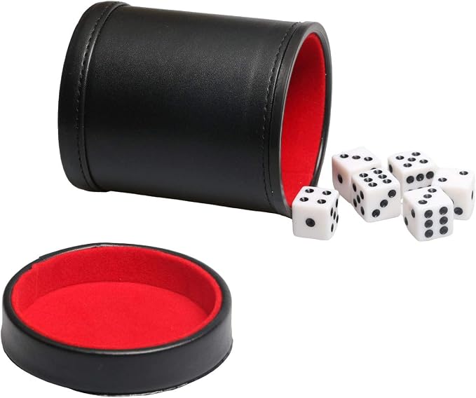 Leatherette Dice Cup with Lid, Includs 16mm Regular Dices - Image 6