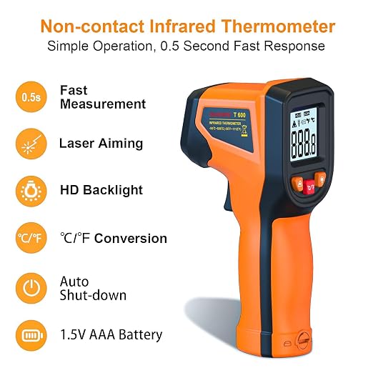 Laser Infrared Thermometer Non-Contact Digital Temperature Gun, -58℉~1112℉ IR - Image 7
