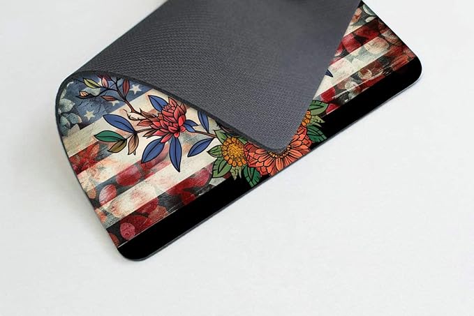 Square Mouse Pad Majestic Deer Wreath and National Flag-3, Gaming Mouse Pads - Image 6