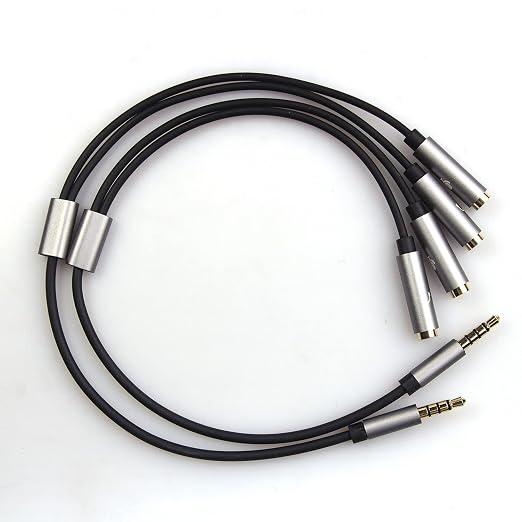 REXUS Grey 2-Pack 3.5mm Y Splitter Stereo Audio Cable 4-Pole Male to 2 Female - Image 2