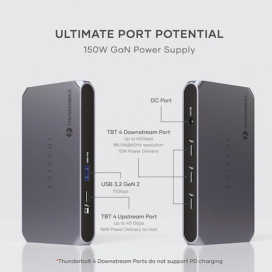 Satechi Thunderbolt 4 Dock Slim Hub Pro, USB C 100W Charging, Single 8K or Dual - Image 2