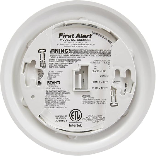 First Alert BRK Carbon Monoxide Detector, Hardwired Alarm - Image 2