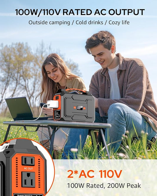 Apowking Portable Power Station Bank 146Wh 200W Peak, Solar Powered Power Bank - Image 2