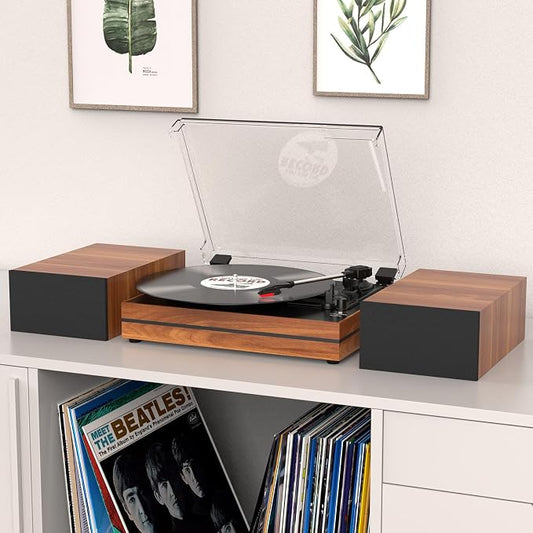Vinyl Record Player with Speakers Vintage Turntable - Image 2