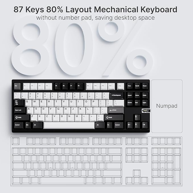 Chilkey ND TKL Aluminum Mechanical Keyboard, 87 Keys Tenkeyless Wireless Gaming - Image 9