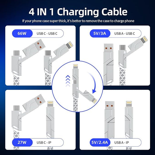 4 in 1 Charging Cable 5FT -MAX 66W Fast Charging Multi Charging Cable - Image 2