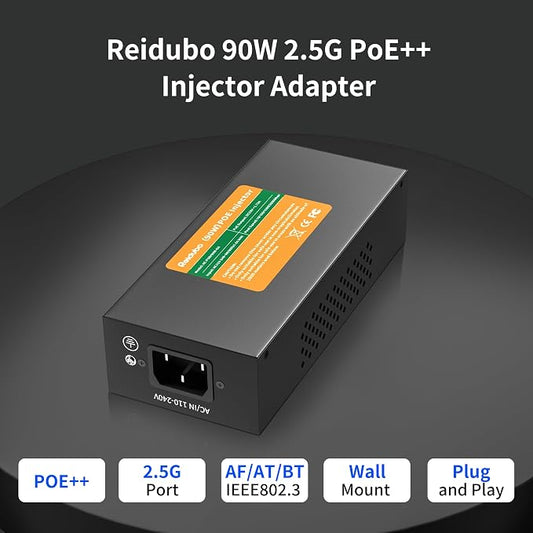 2.5Gb PoE Injector Adapter 90W, IEEE 802.3bt/at/af Compliant, Converts Non-PoE - Image 2