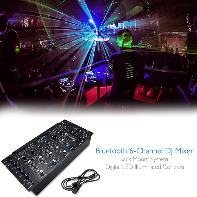 Pyle 6 Channel Mixer, Stereo Mixer, Professional Sound System, LED Illumination - Image 7