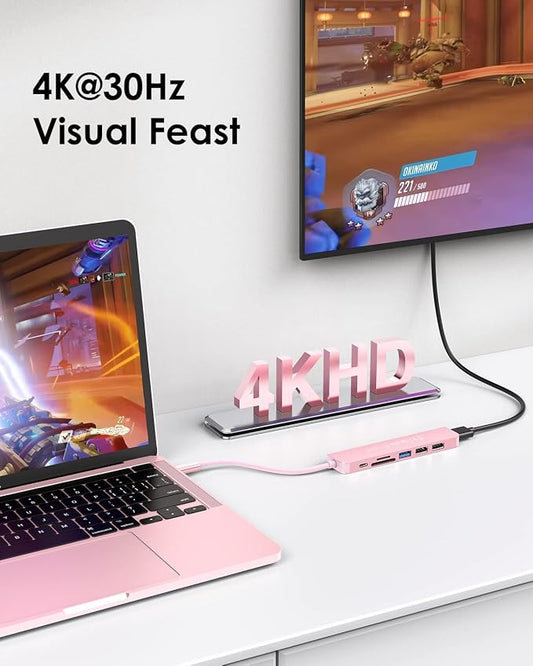 LENTION USB C Hub with 100W Charging, 4K HDMI, Dual Card Reader, USB 3.0 & 2.0 - Image 2